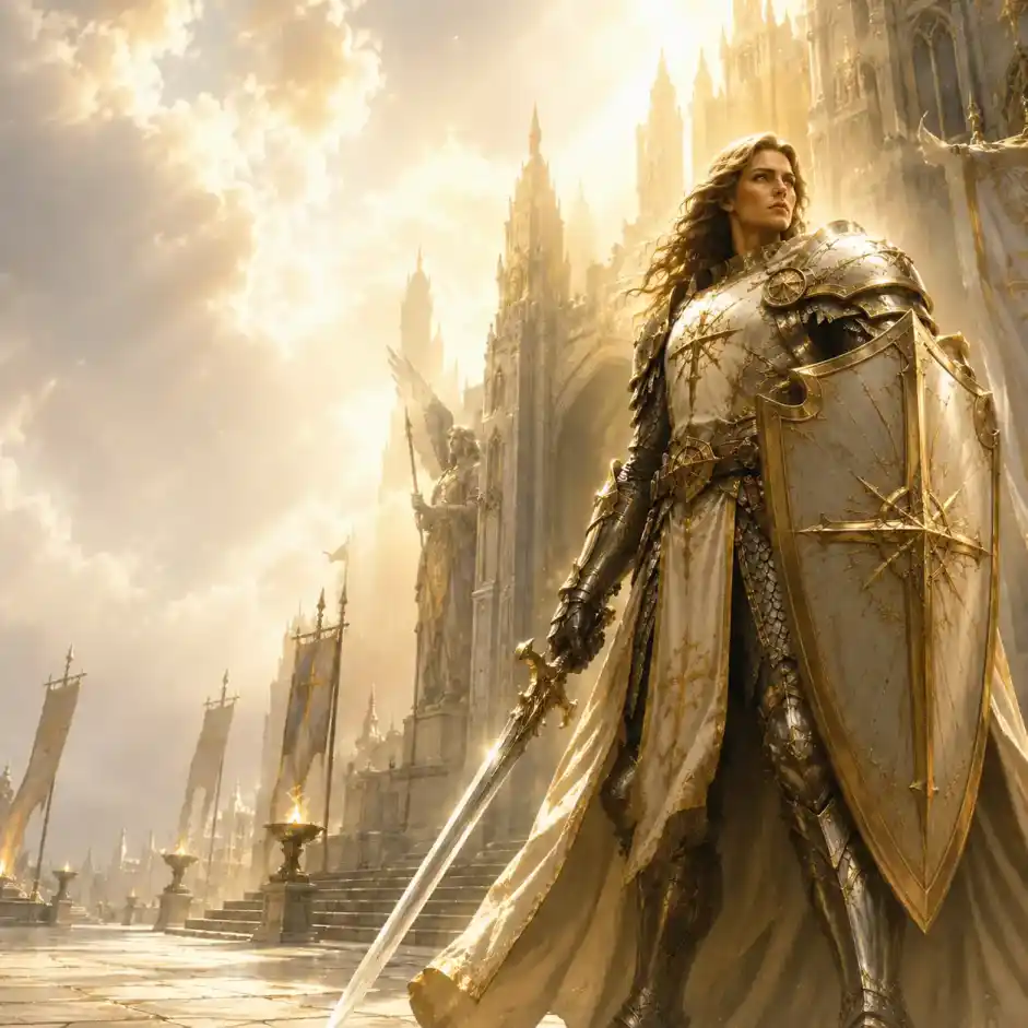 A female Paladin class portrait.