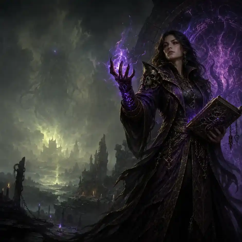 A female Warlock class portrait.